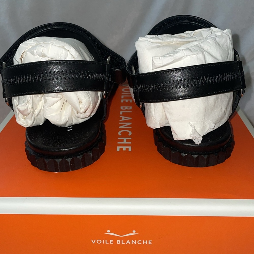 NWT VOILE BLANCHE FRANCIS ZIG Leather Sandals in Black - Picture 11 of 16